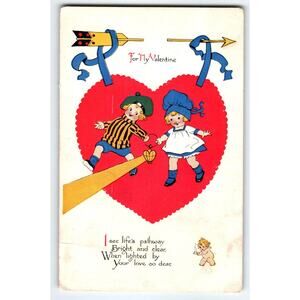 Valentine Postcard Gibson Children I See Life's Pathway Bright And Clear Vintage
